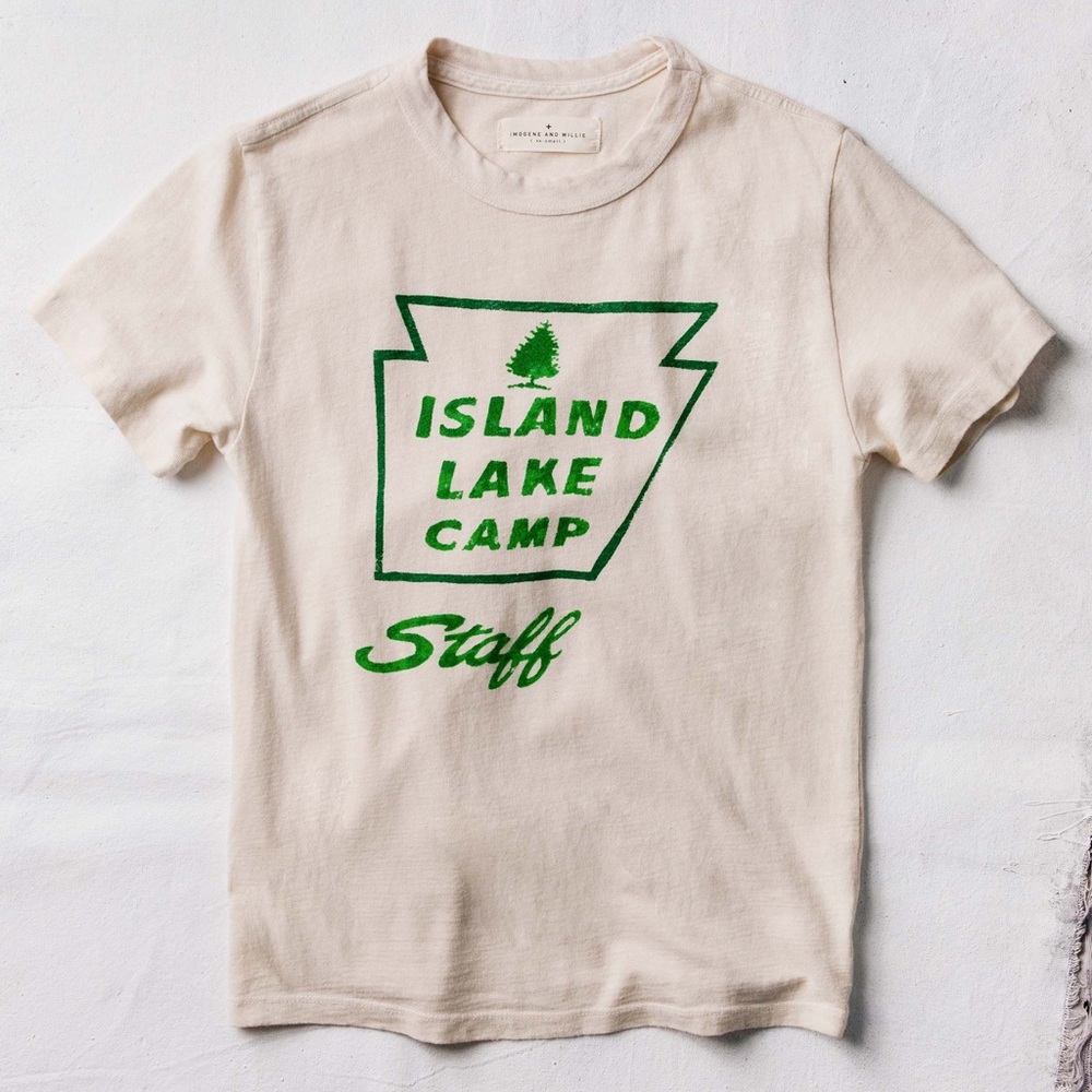 imogene + willie Cream Tee with Green Print